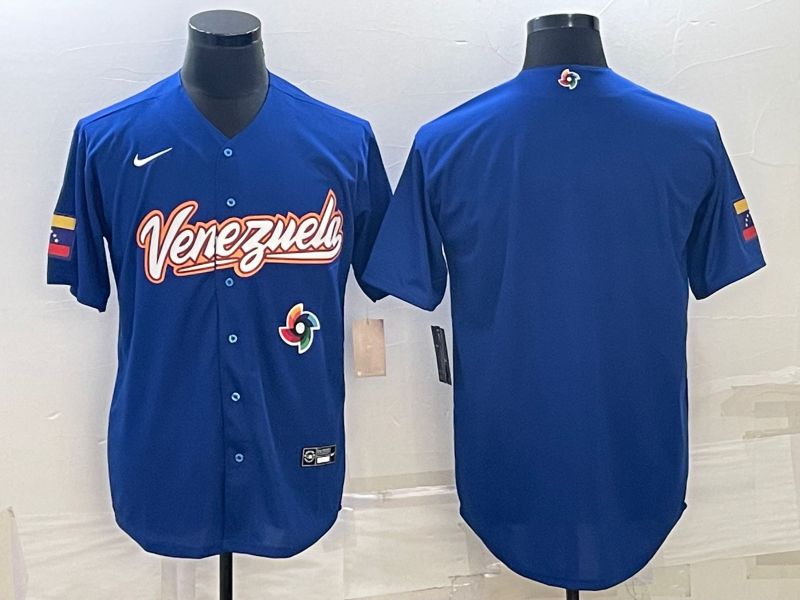 Men 2023 World Cub Venezuela Blank Blue Nike MLB Jersey1->more jerseys->MLB Jersey